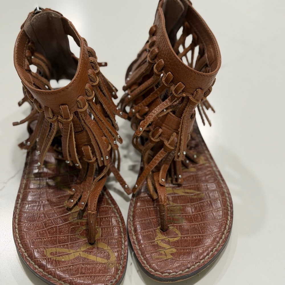 Sam Edelman Tan Fringe Sandals